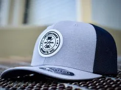 HB Sports Headbanger Exclusive Flexfit Snapback Hat: Silver With White Circle Badge