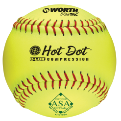 Worth 12" ASA Hot Dot Slowpitch Softballs (Dozen): AHD12SY