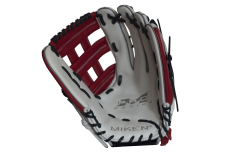 Miken Pro Series 14″ Slow Pitch Fielding Glove – White/Scarlet/Navy: PRO140WSN -Baseball Bats Sales Shop PRO140WSN FRONT
