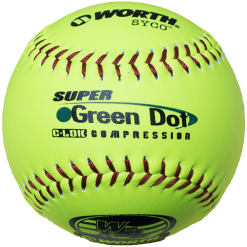 Worth 11" Super Green Dot WSL Slowpitch Softballs 47/400 (Dozen): YS11WSLC