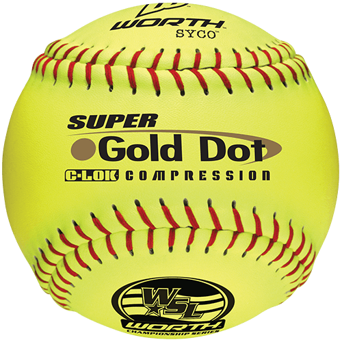 Worth 12" Super Gold Dot WSL Slowpitch Softballs (Dozen): YS44WSLC -Baseball Bats Sales Shop Worth YS44WSLC 500x500 bf5c8aa0 d4f1 48d7 971e 7e28b63e2c12